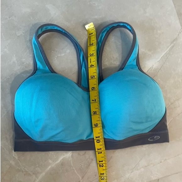 Champion Sports Bra Size See Photo Turquoise Gray Color Med Support Racerback - Picture 5 of 9